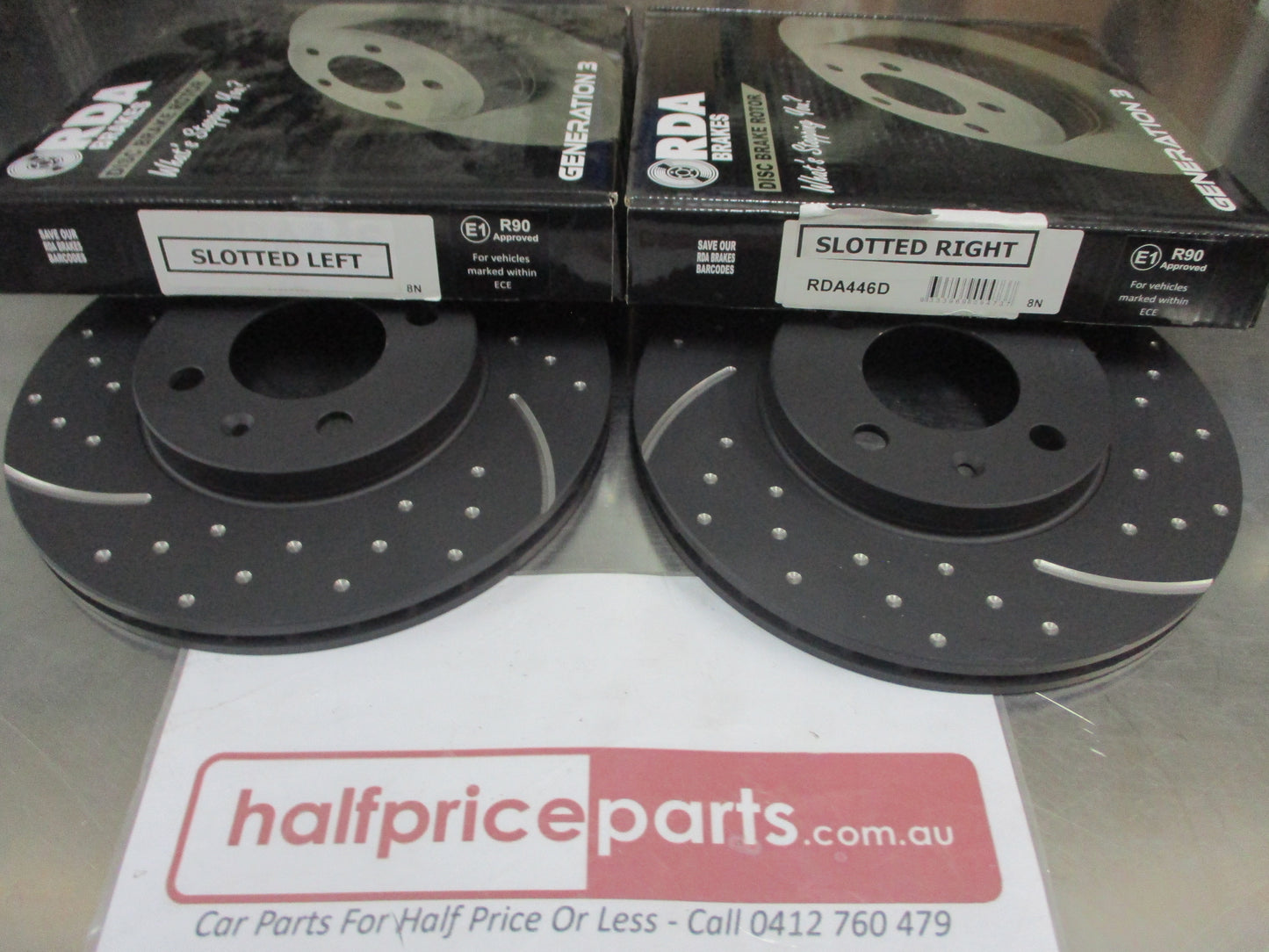 RDA Front Disc Brake Rotors (Pair) Slotted-Dimpled Suits VW Passat/Golf/Polo New Part