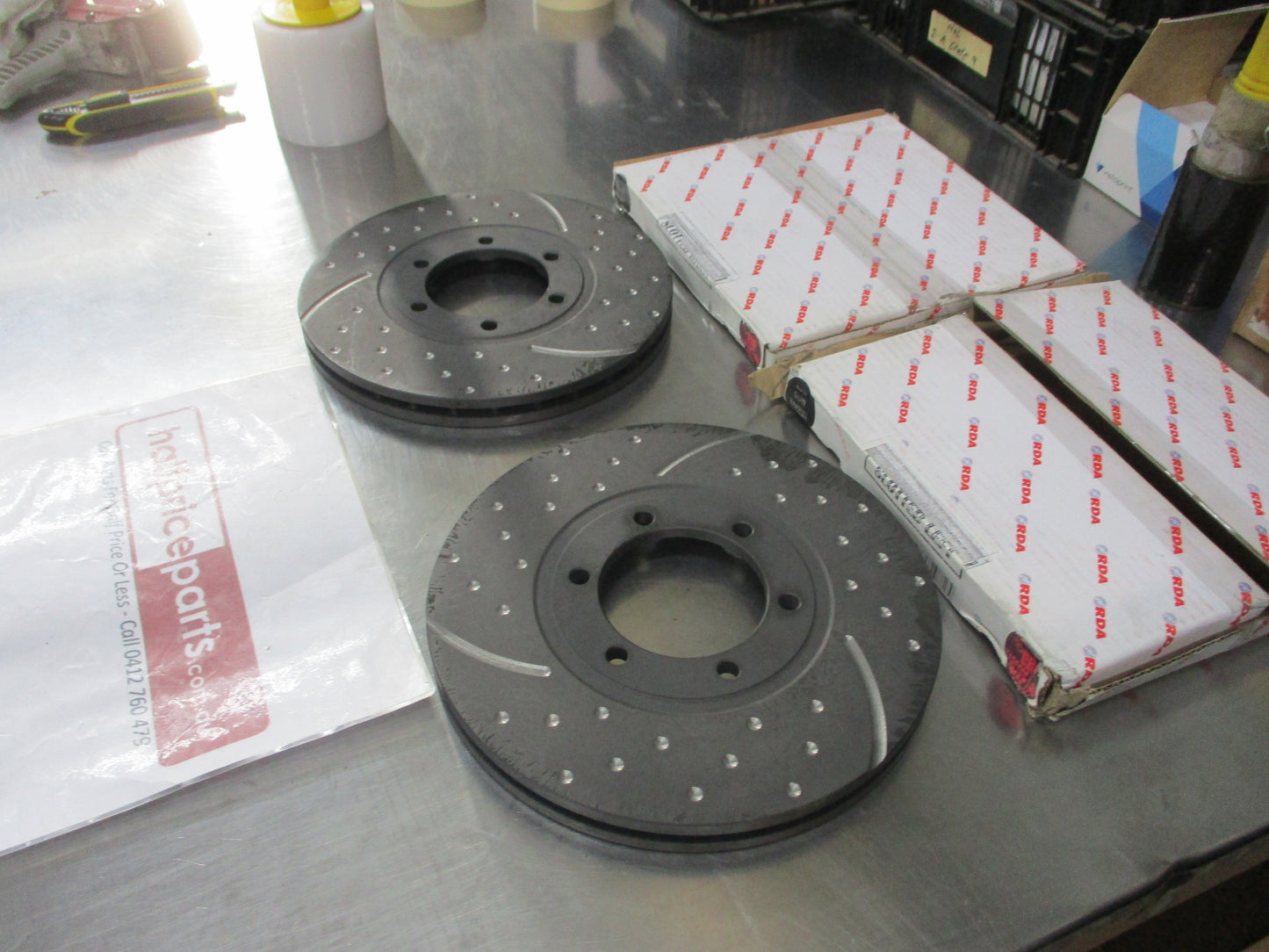RDA Front Disc Rotors (Pair) Slotted-Dimpled Suits Kia K2700 New Part