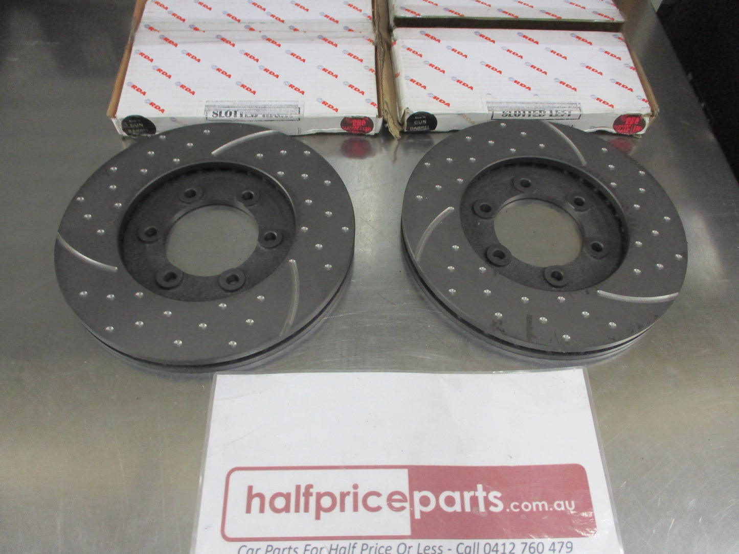 RDA Front Disc Rotors (Pair) Slotted-Dimpled Suits Kia K2700 New Part