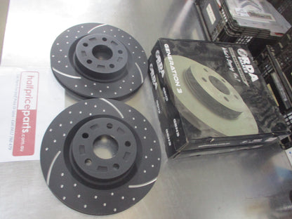RDA Front Disc Rotors (Pair) Slotted-Dimpled Suits Holden VE-VF-WM 6.0Ltr/6.2Ltr New Part