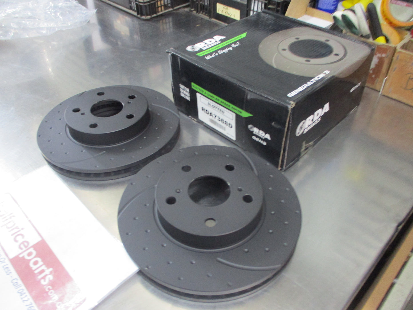 RDA Front Disc Rotors (Pair) Slotted-Dimpled Suits Toyota Hilux New Part