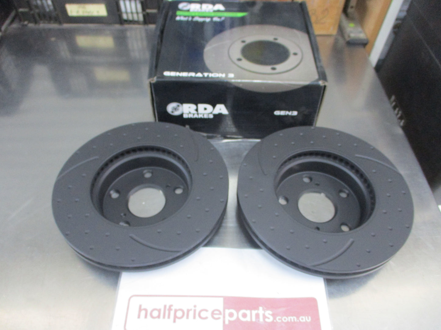 RDA Front Disc Rotors (Pair) Slotted-Dimpled Suits Toyota Hilux New Part