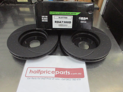 RDA Front Disc Rotors (Pair) Slotted-Dimpled Suits Toyota Hilux New Part