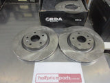 RDA Front Disc Brake Rotors (Pair) Slotted-Dimpled Suits Opel Insignia/SAAB 9-5 New Part