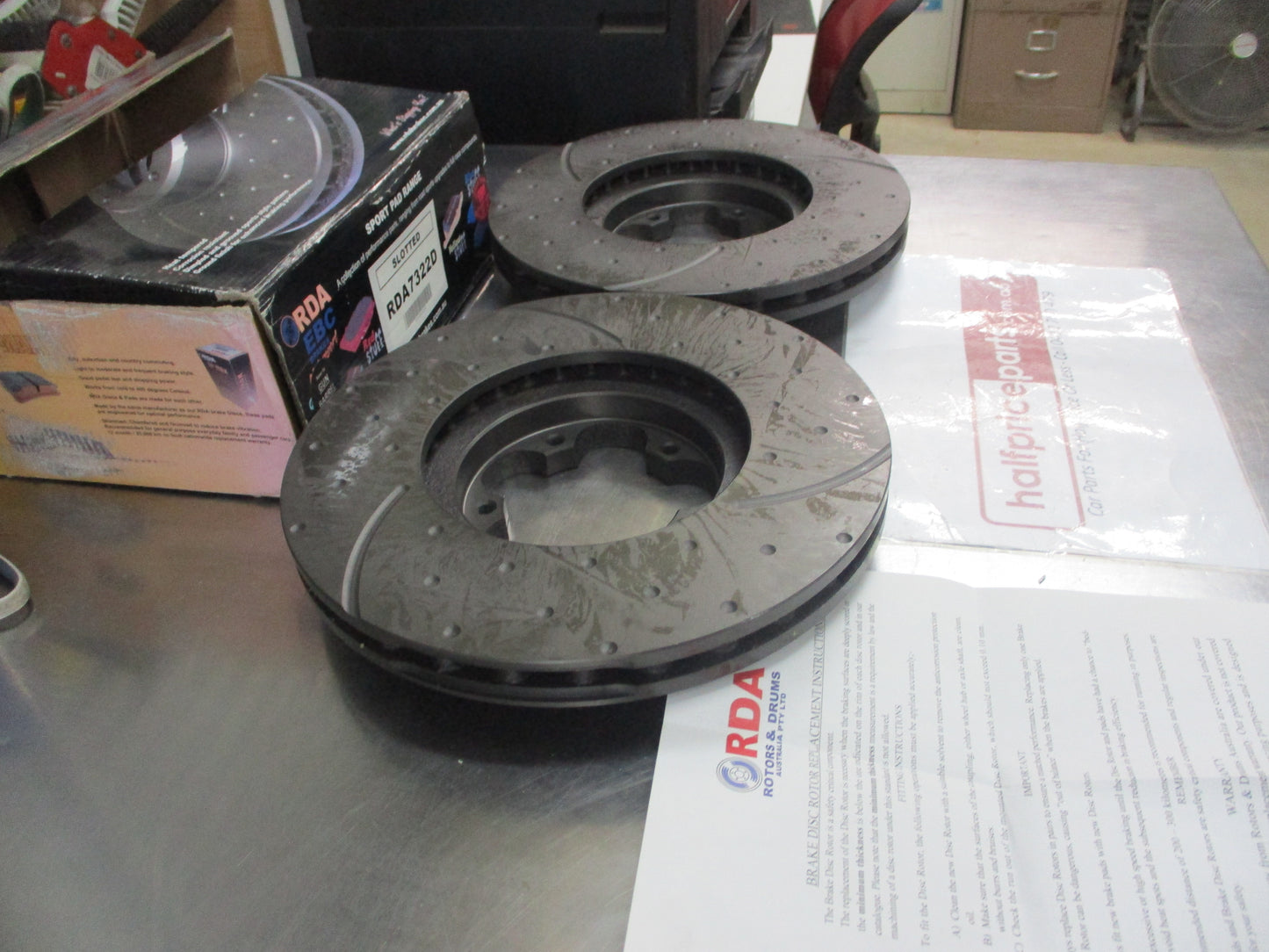 RDA Front Disc Rotors (Pair) Slotted-Dimpled Suits Ford Transit VM New Part