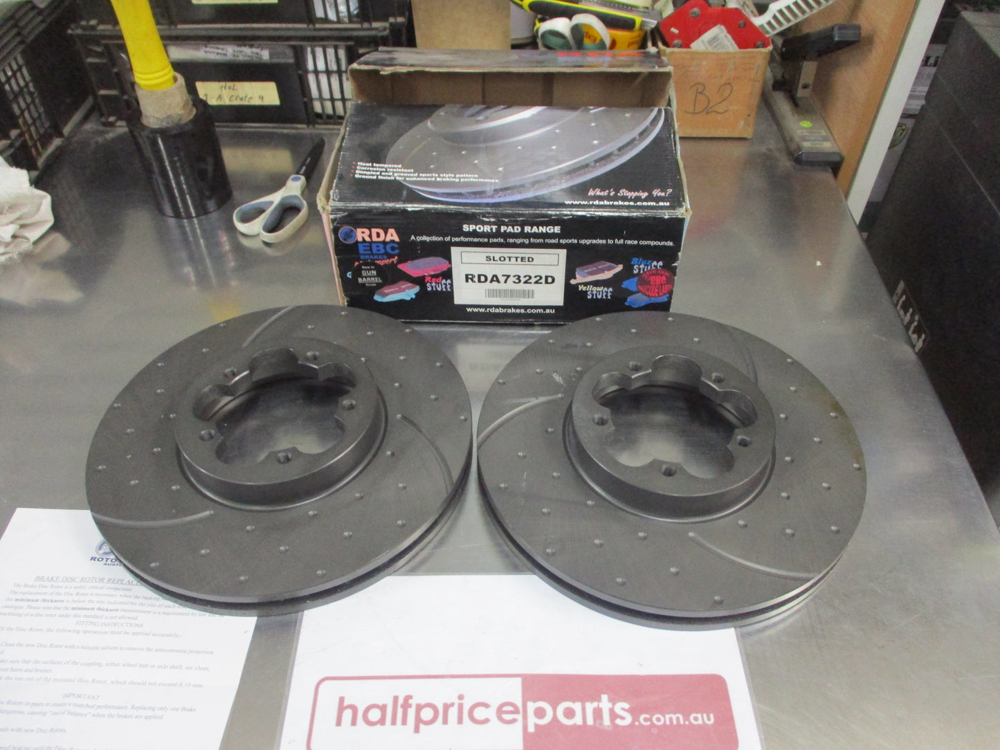 RDA Front Disc Rotors (Pair) Slotted-Dimpled Suits Ford Transit VM New Part