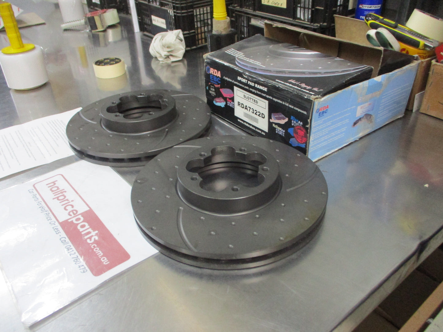 RDA Front Disc Rotors (Pair) Slotted-Dimpled Suits Ford Transit VM New Part