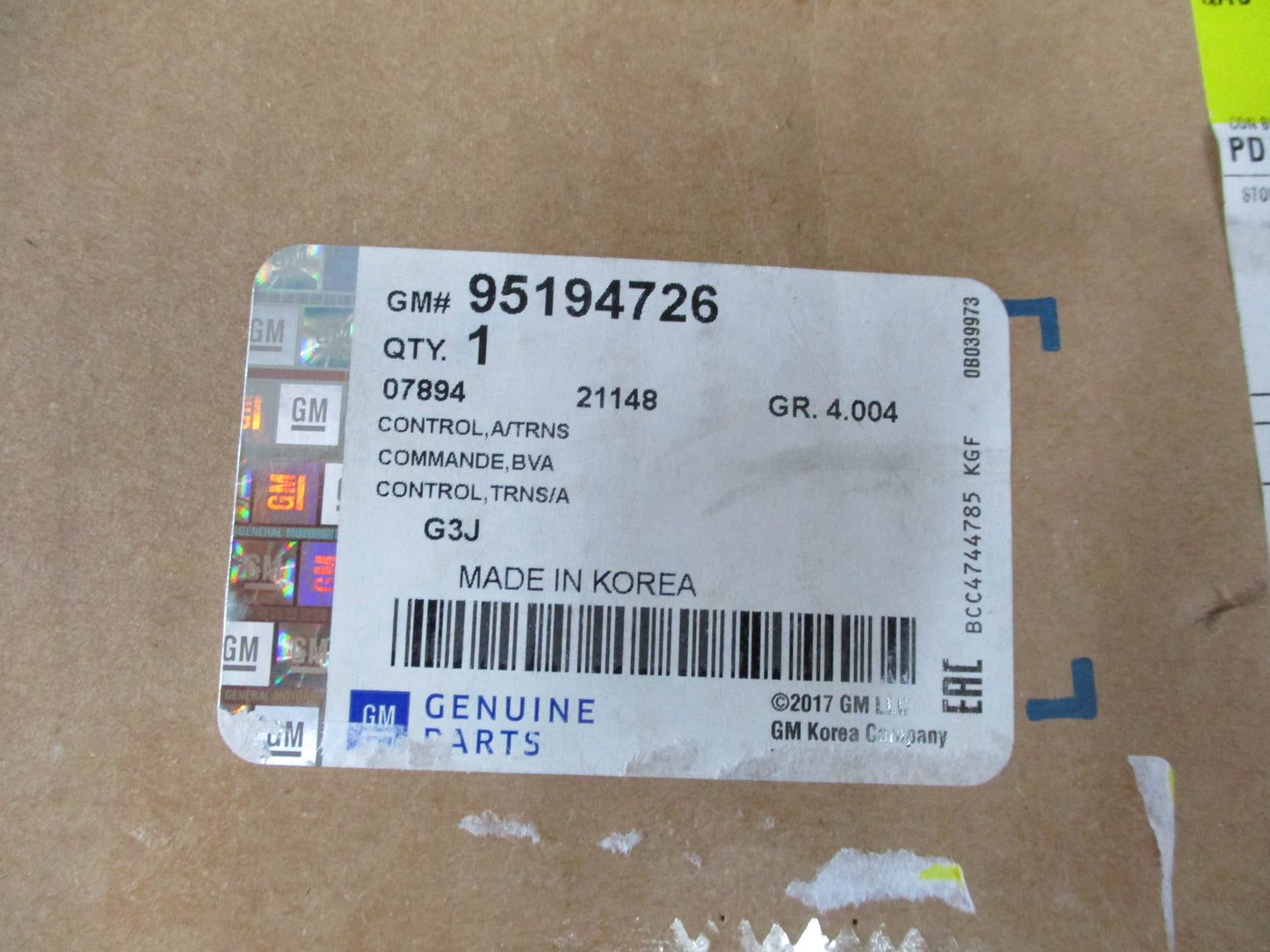 Holden Cruze JH Genuine Automatic Transmission Control Assembly New Part