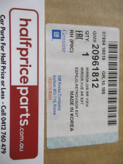 Holden CG Captiva Genuine Right Hand Outer Mirror Assembly (Unpainted)  New Part