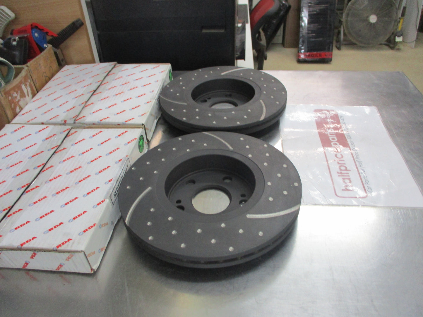 RDA Front Disc Brake Rotors (Pair) Slotted-Dimpled Suits Renault Laguna New Part
