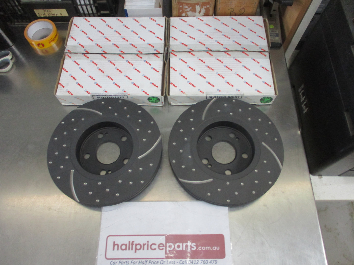 RDA Front Disc Brake Rotors (Pair) Slotted-Dimpled Suits Renault Laguna New Part