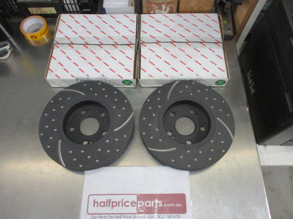 RDA Front Disc Brake Rotors (Pair) Slotted-Dimpled Suits Renault Laguna New Part