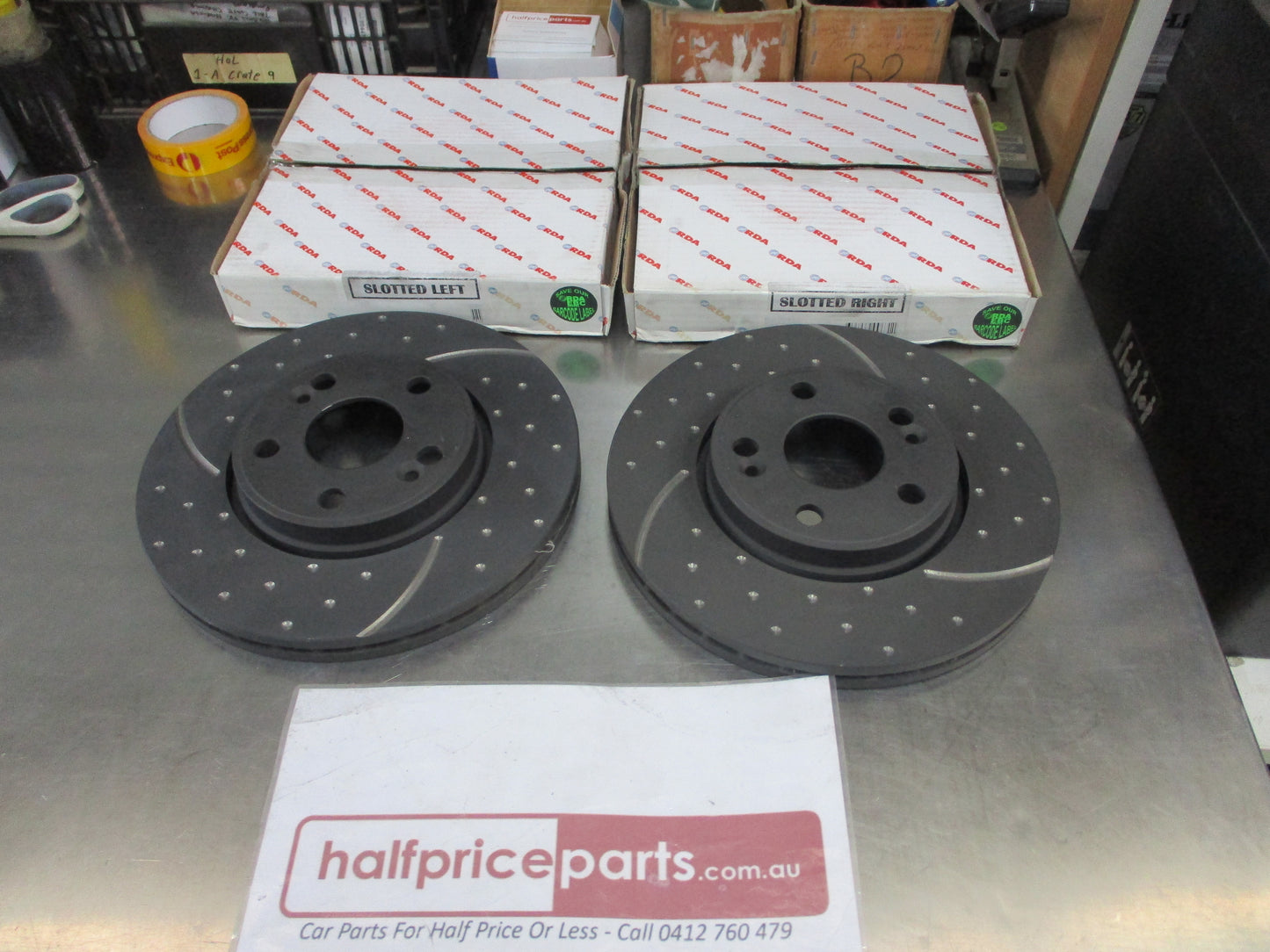 RDA Front Disc Brake Rotors (Pair) Slotted-Dimpled Suits Renault Laguna New Part