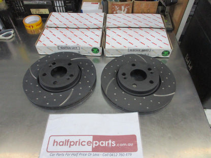 RDA Front Disc Brake Rotors (Pair) Slotted-Dimpled Suits Renault Laguna New Part