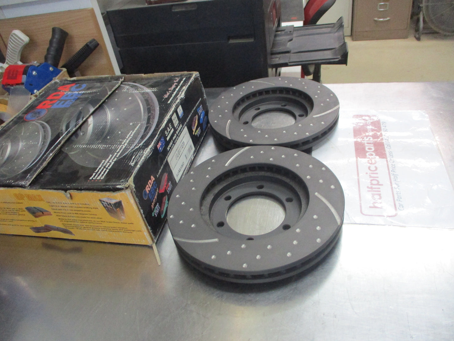 RDA Front Disc Brake Rotors (Pair) Slotted-Dimpled Suits Nissan Navara D22 New Part