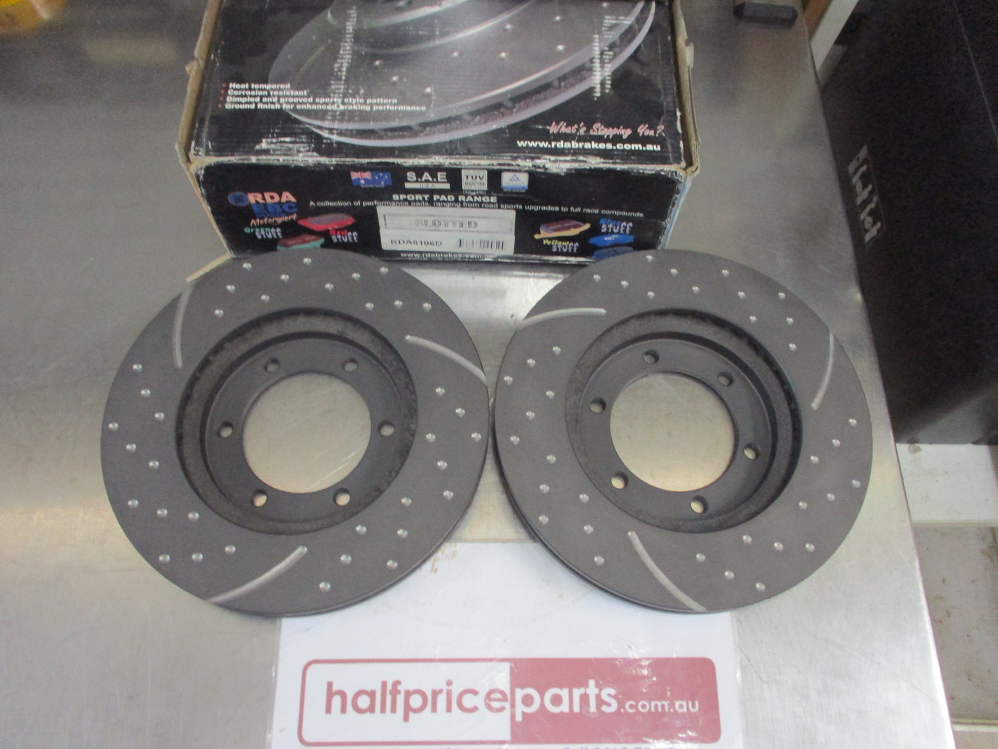 RDA Front Disc Brake Rotors (Pair) Slotted-Dimpled Suits Nissan Navara D22 New Part