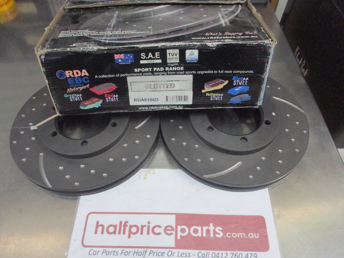 RDA Front Disc Brake Rotors (Pair) Slotted-Dimpled Suits Nissan Navara D22 New Part