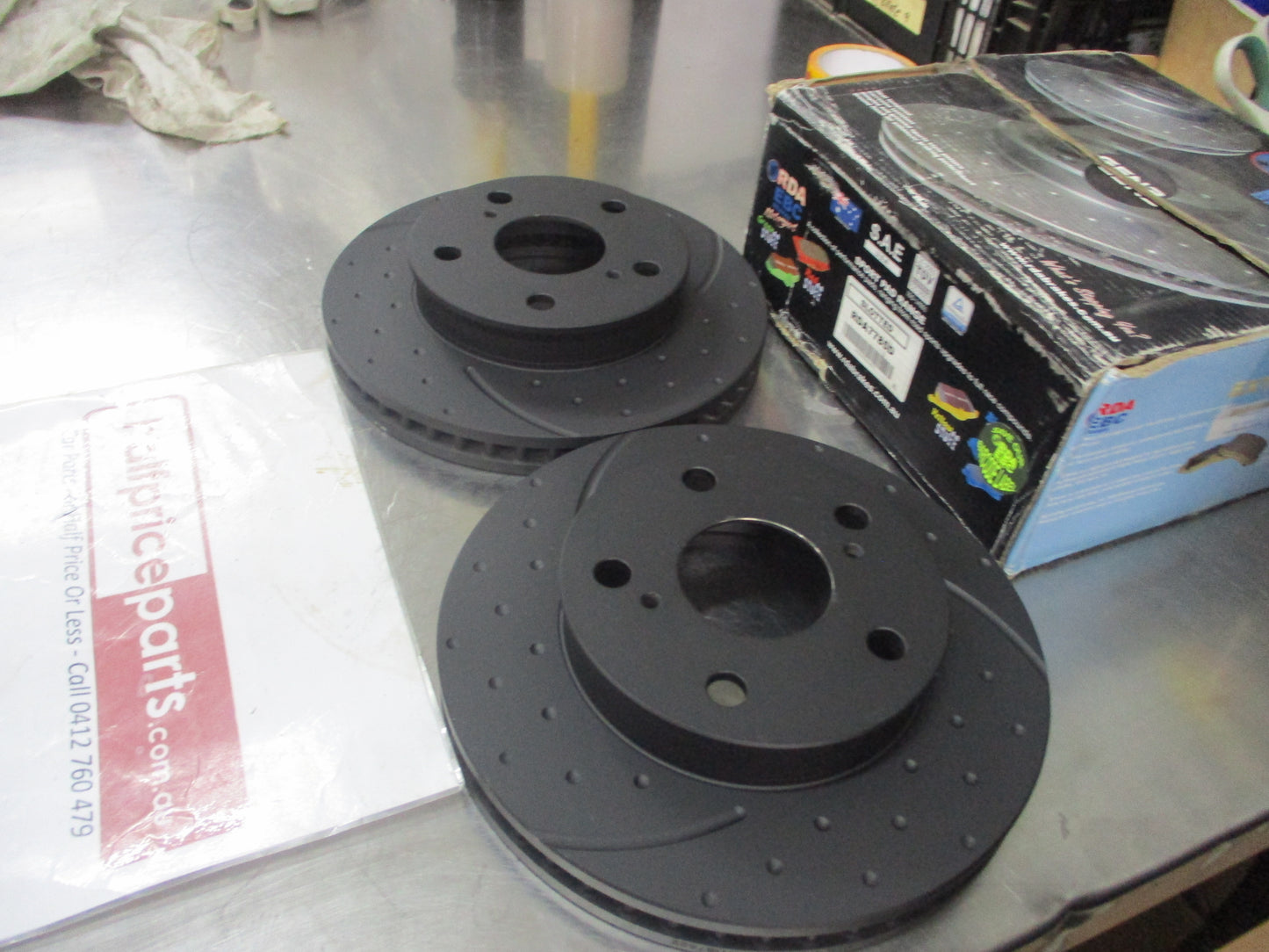 RDA Front Disc Rotors (Pair) Slotted-Dim Suits Toyota Hilux New Part
