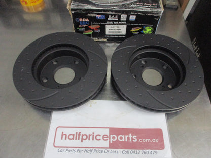 RDA Front Disc Rotors (Pair) Slotted-Dim Suits Toyota Hilux New Part