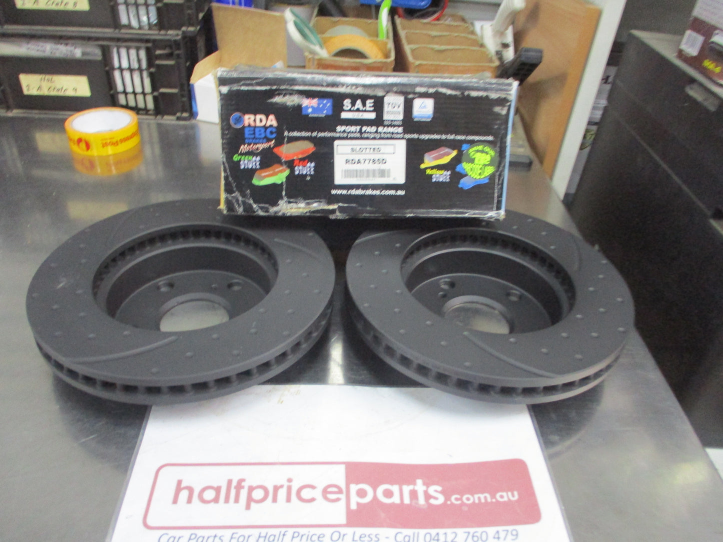 RDA Front Disc Rotors (Pair) Slotted-Dim Suits Toyota Hilux New Part