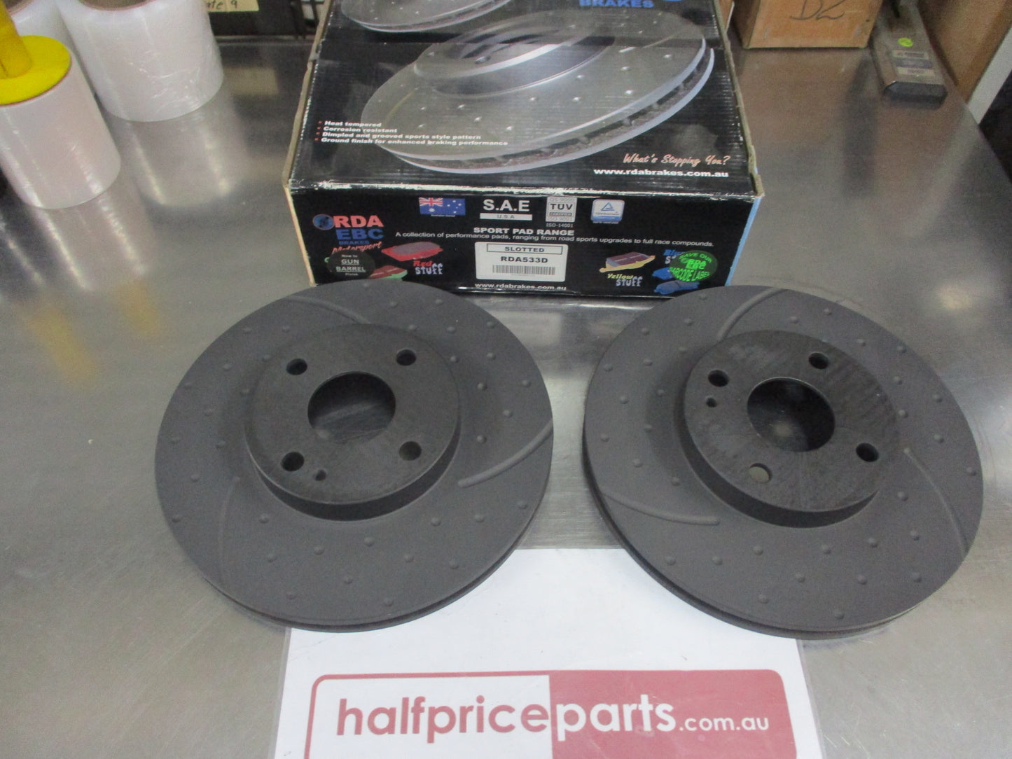 RDA Front Disc Brake Rotors (Pair) Slotted-Dimpled Suits Ford Laser/Mazda 323 Protege New Part