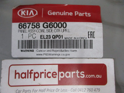 Kia Picanto Genuine Left Outer Upper Cowl Panel Assembly New Part