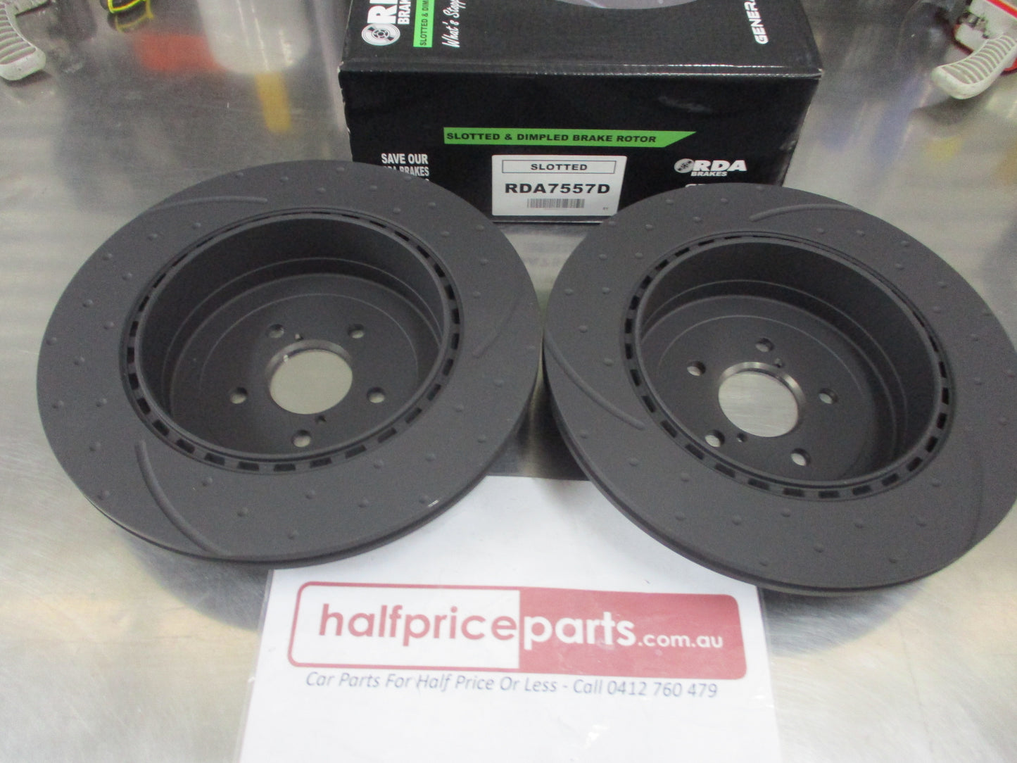 RDA Rear Disc Rotors (Pair) Slotted-Dimpled Suits Subaru WRX-STI New Part