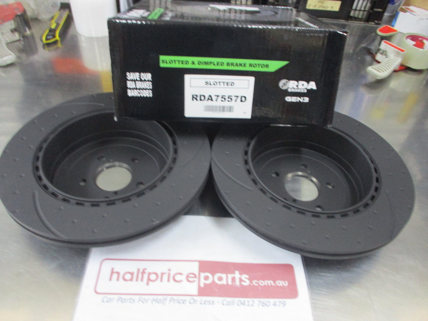 RDA Rear Disc Rotors (Pair) Slotted-Dimpled Suits Subaru WRX-STI New Part