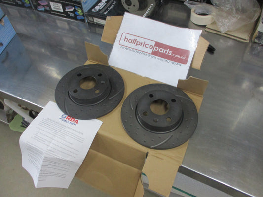 RDA Rear Disc Brake Rotors (Pair) Slotted-Dimpled Suits Holden Barina/Tigra New Part