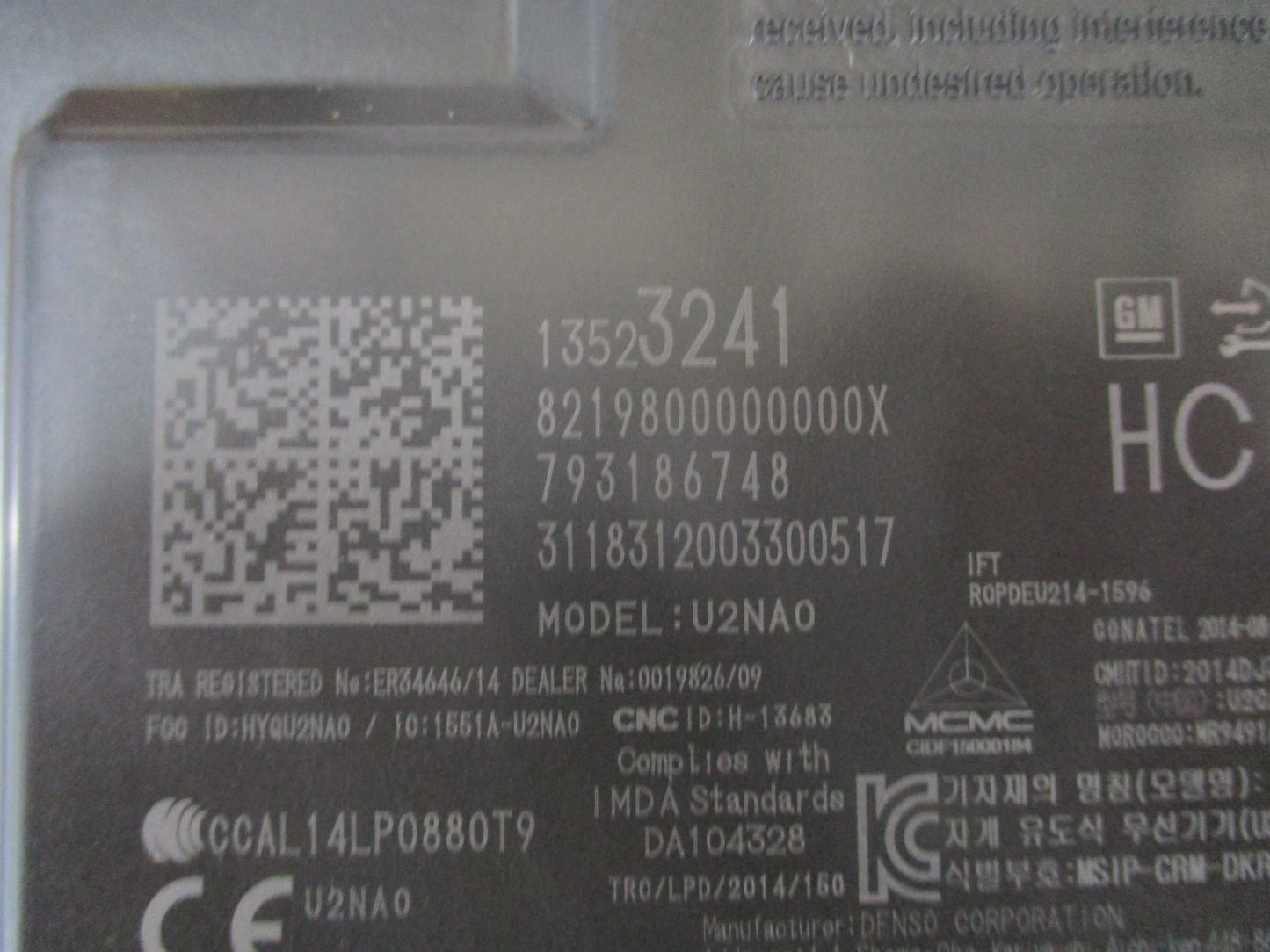 Holden Cruze Genuine Keyless Entry Module Assy New