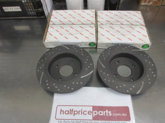RDA Rear Disc Brake Rotors (Pair) Slotted-Dimpled Suits Nissan Micra New Part