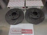 RDA Front Disc Rotors (Pair) Slotted-Dimpled Suits VW Transporter/Caravelle New Part