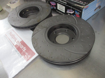 RDA Front Disc Rotors (Pair) Slotted-Dimpled Suits Audi A4/100/A6/Passat New Part