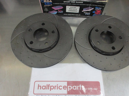 RDA Front Disc Rotors (Pair) Slotted-Dimpled Suits Audi A4/100/A6/Passat New Part