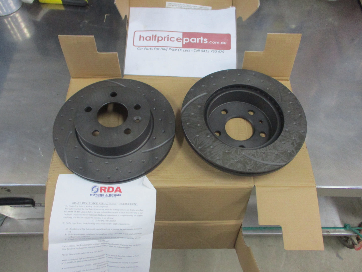 RDA Front Disc Brake Rotors (Pair) Slotted-Dimpled Suits Mercedes Benz Vito New Part