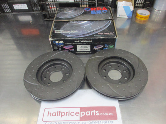 RDA Front Disc Rotors (Pair) Slotted-Dimpled Suits Holden Tigra/ Barina XC/Combo XC New Part