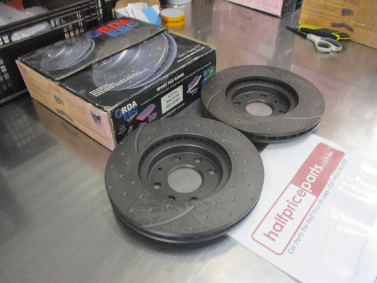 RDA Front Disc Rotors (Pair) Slotted-Dimpled Suits Holden Tigra/ Barina XC/Combo XC New Part