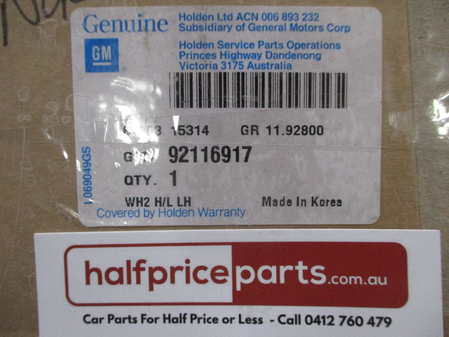 Holden WH Statesman Caprice Genuine Left Hand Front Head Light Assembly New Part.