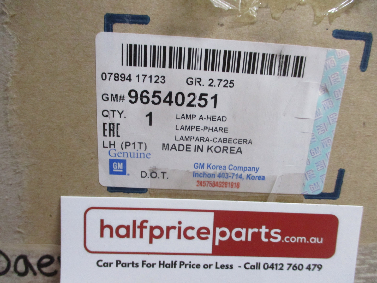 Daewoo Kalos Genuine Left Hand Headlight Assembly New Part