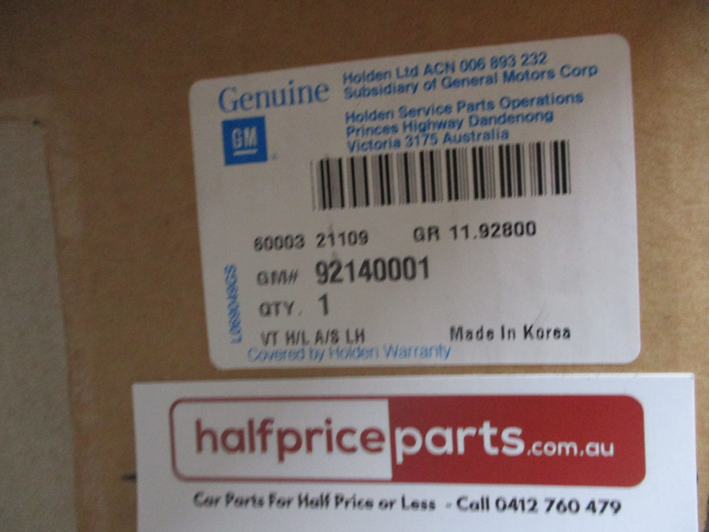 Holden VT Commodore Genuine Left Hand Front Headlight Assembly New Part