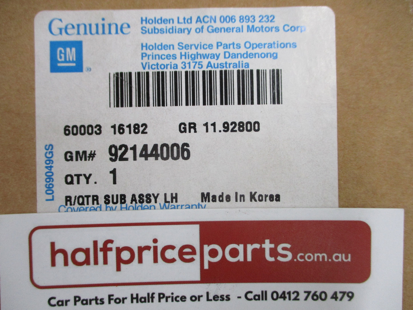 Holden VX Commodore S/SS/Acclaim/Berlina/Acclaim Genuine Left Hand Rear Tail Light Assembly New Part