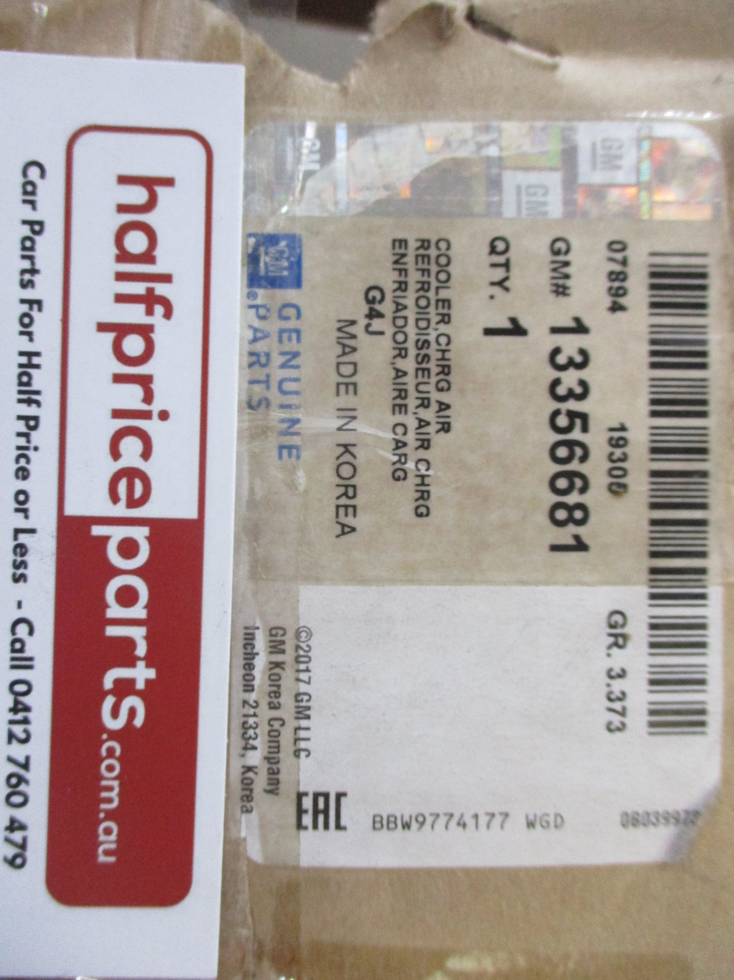 Holden Cruze Genuine Air Cooled Intercooler Assembly AAA (Delphi) New Part