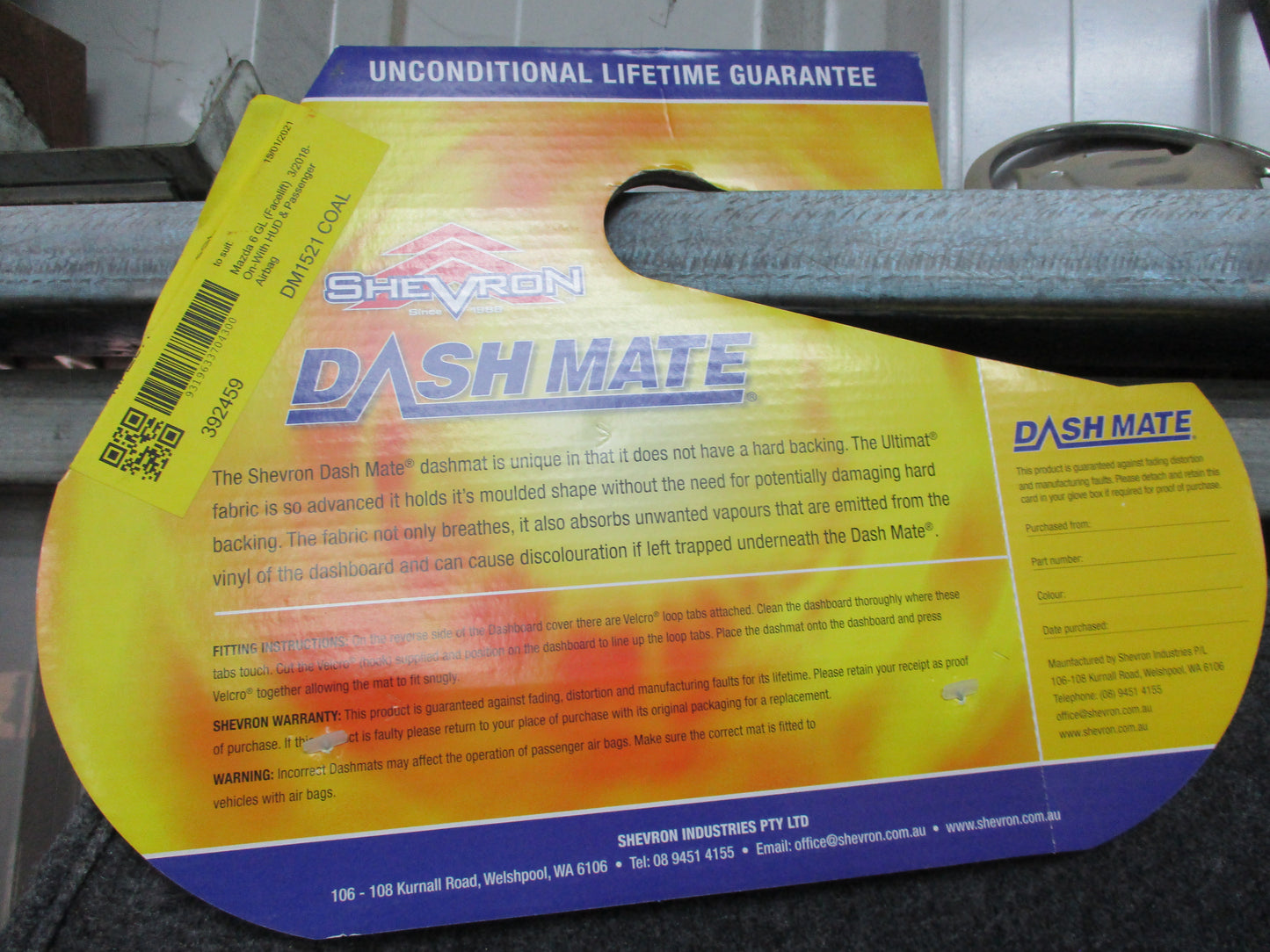 Shevron Mazda 6 GL (Facelift) Coal Dash Mat New Part