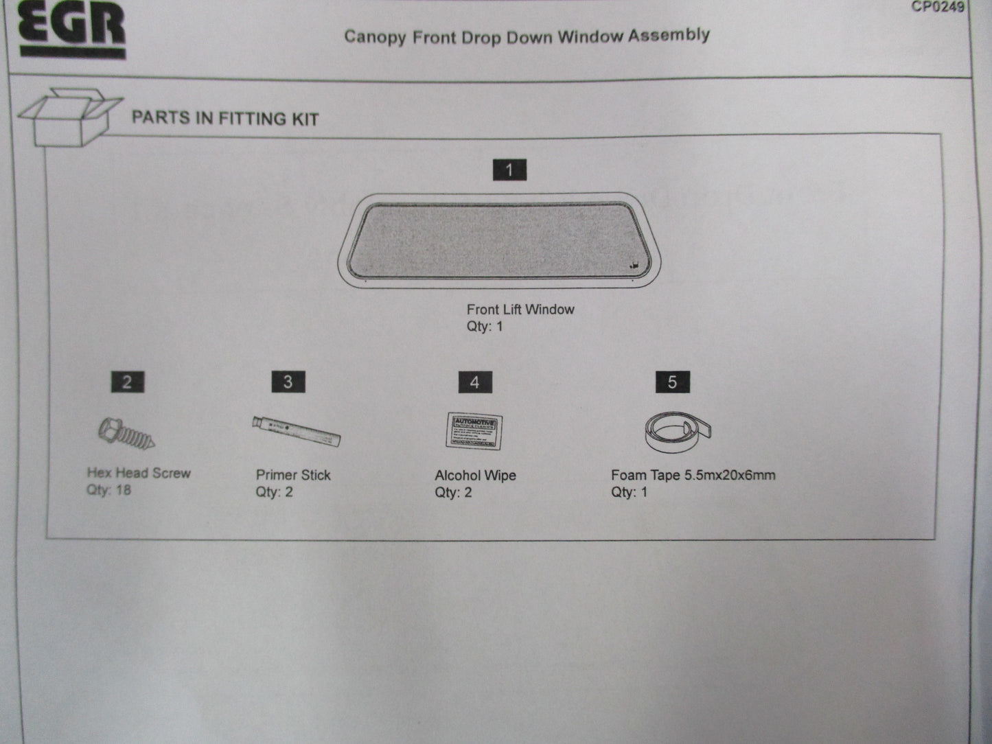 EGR Mitsubishi Triton MQ Canopy Front Drop Down Glass Kit New