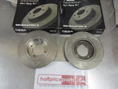 RDA Front Disc Brake Rotors (Pair) Slotted-Dimpled Suits Datsun Stanza New Part