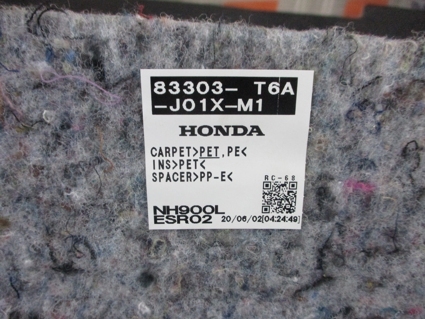 Honda Odyssey Genuine Rear Cargo Floor Carpet New Part