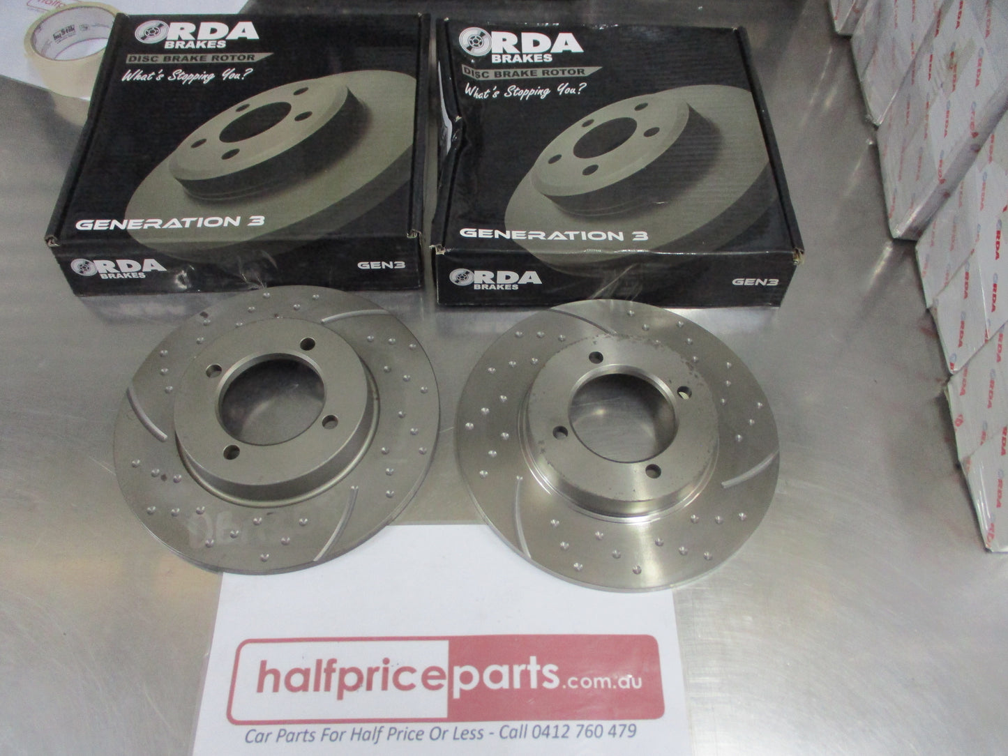 RDA Front Disc Brake Rotors (Pair) Slotted-Dimpled Suits Datsun Stanza New Part