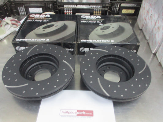 RDA Front Disc Brake Rotors (Pair) Slotted-Dimpled Suits BMW 7 Series New Part