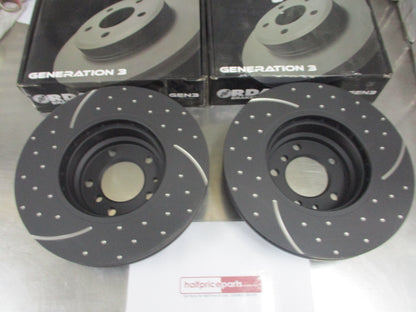 RDA Front Disc Brake Rotors (Pair) Slotted-Dimpled Suits BMW 7 Series New Part