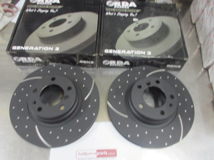 RDA Front Disc Brake Rotors (Pair) Slotted-Dimpled Suits BMW 7 Series New Part